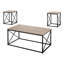 Table de salon moderne : 3 pièces, taupe, métal noir, meuble d'appoint spacieux pour le salon - Structure en métal
