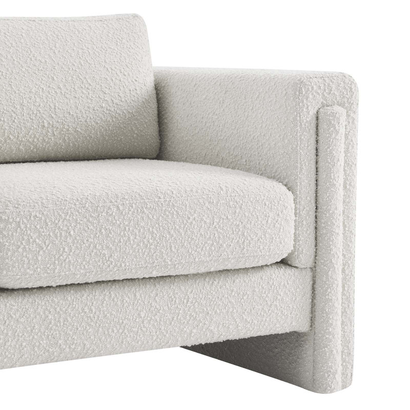 Ivory Boucle Fabric Modern Accent Chair with Manufactured Wood Frame