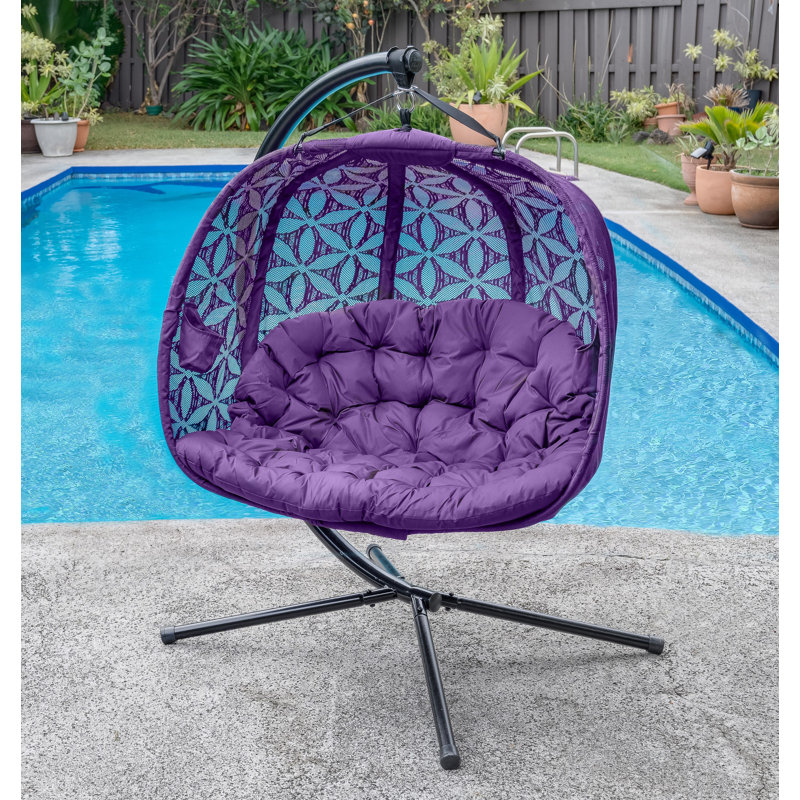 Balancelle double avec support Abdool, Mauve