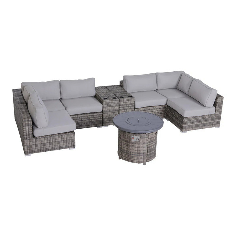 Ensemble de canapé modulaire d'extérieur 9 pièces avec coussins 9 pièces