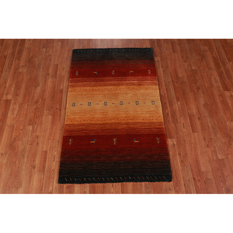 Tapis décoratif rayé Gabbeh 3 x 5