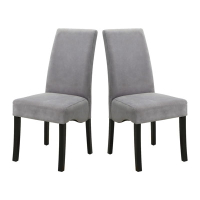Set of 2 Velvet Upholstered Dining Side Chairs, Grey and Black