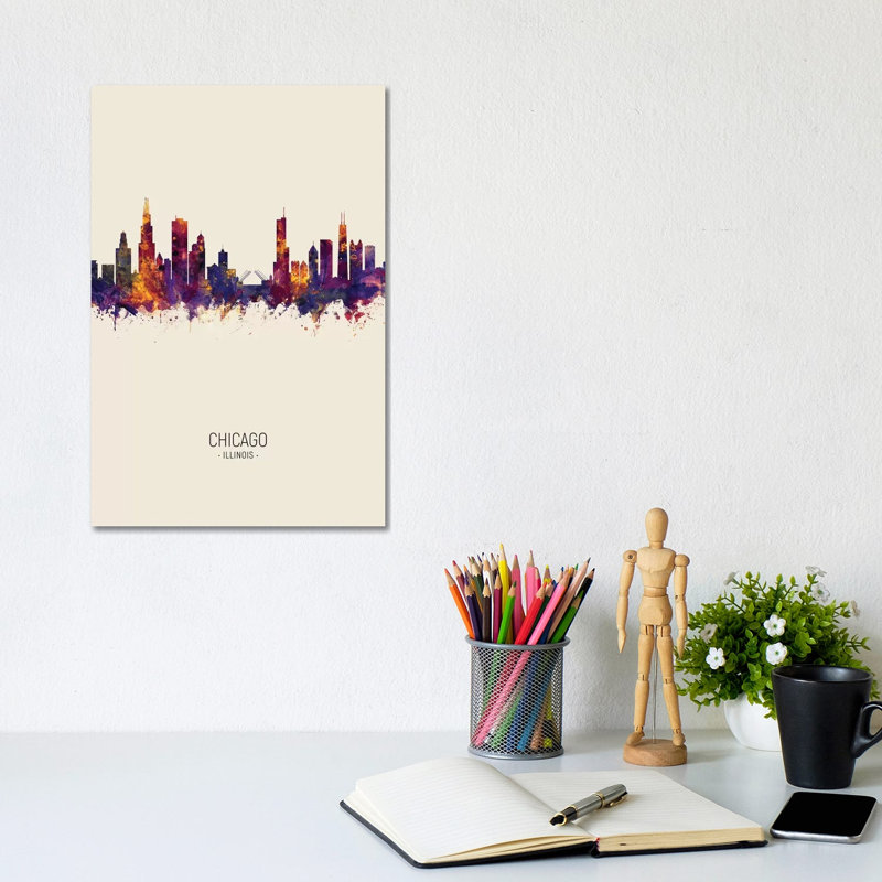 Chicago Illinois Skyline Fall by Michael Tompsett - Wrapped Canvas Print, 20.32 cm H x 30.48 cm W
