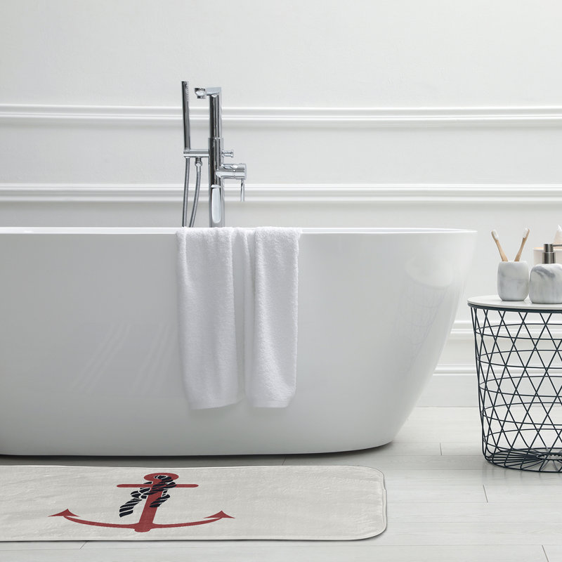Tapis de bain Nautical Nights, L 21 po x L 34 po, Rouge