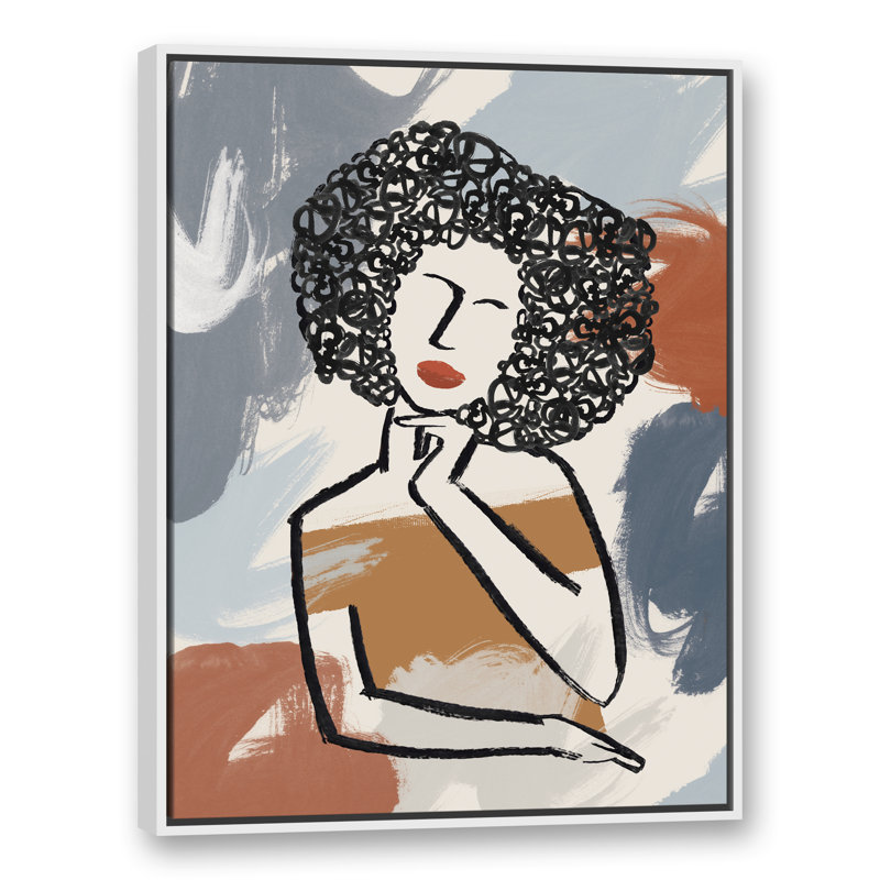 Dame réfléchie - imprimé, H 41,75 po x l 31,75 po x P 1,75 po, Toile à cadre flottant blanc