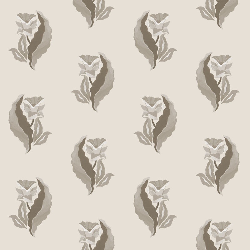 Morning Glory - Golden Botanical Wallpaper, Brown, Beige, Faux Grasscloth, Non-pasted