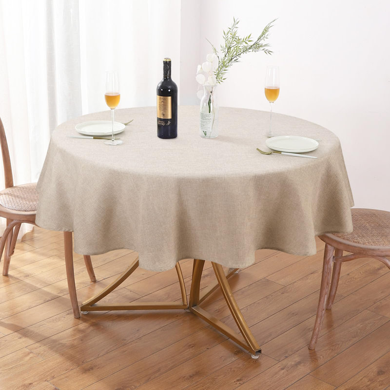 Textured Linen 54 Inch Round Tablecloth Up To 36'' Tables, Waterproof Spill-Proof Fall Table Cloth Wrinkle Free Circle Dining Tablecover