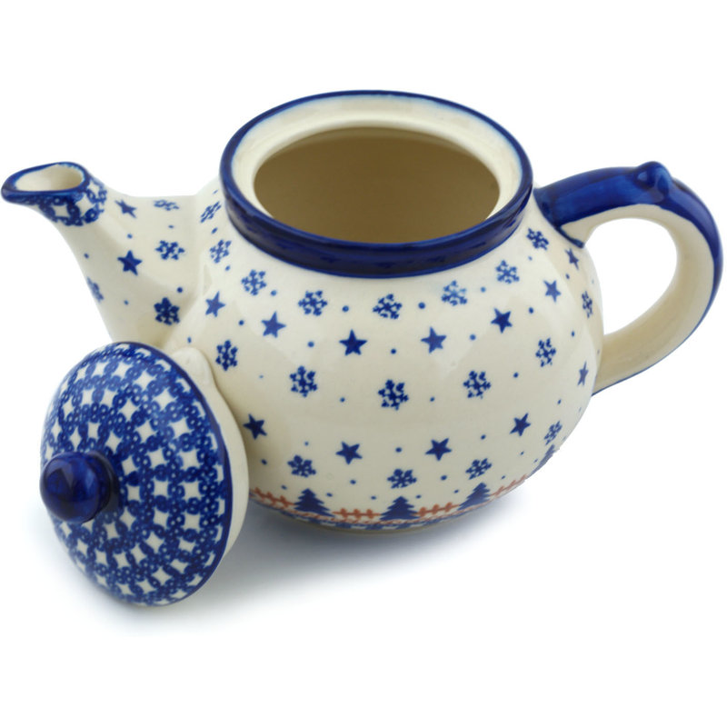 Polmedia Winter Snow 64oz. Floral Teapot