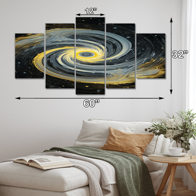 Clellon Space Light Orbiting A Hole I - Reproduction d'art murale espace - 5 panneaux