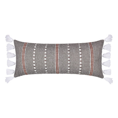 Black Pieced Applique Tassel Pillow