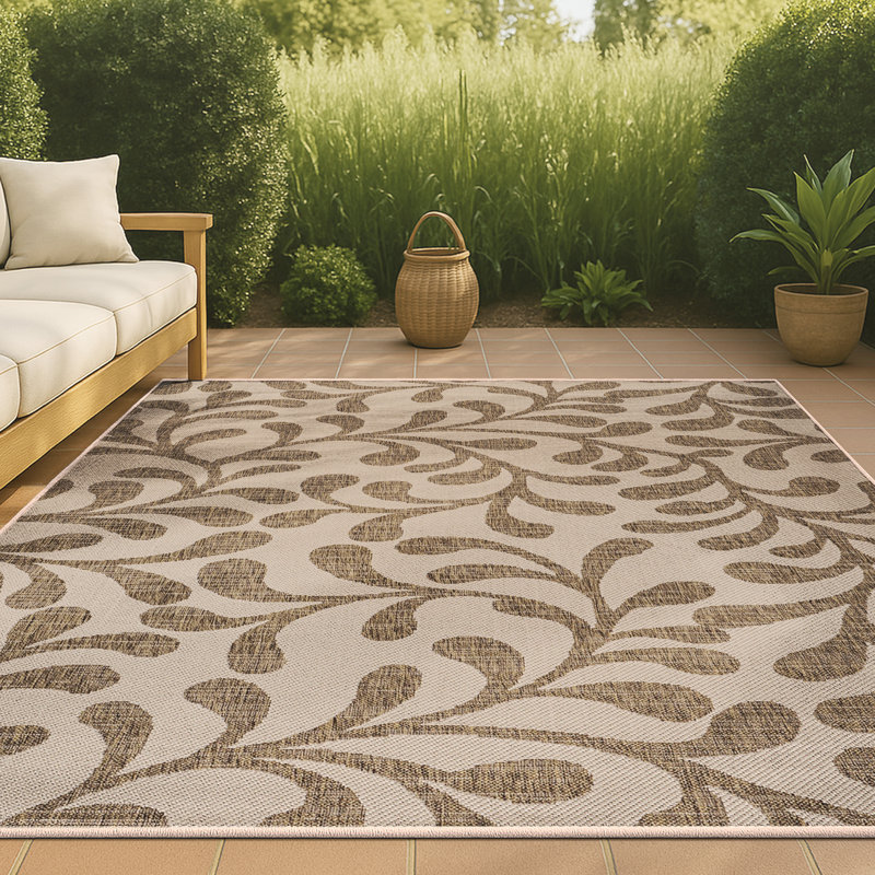 Elsea All Over Indoor/Outdoor Rug, Rectangle 3'11" x 6', Brown/Beige