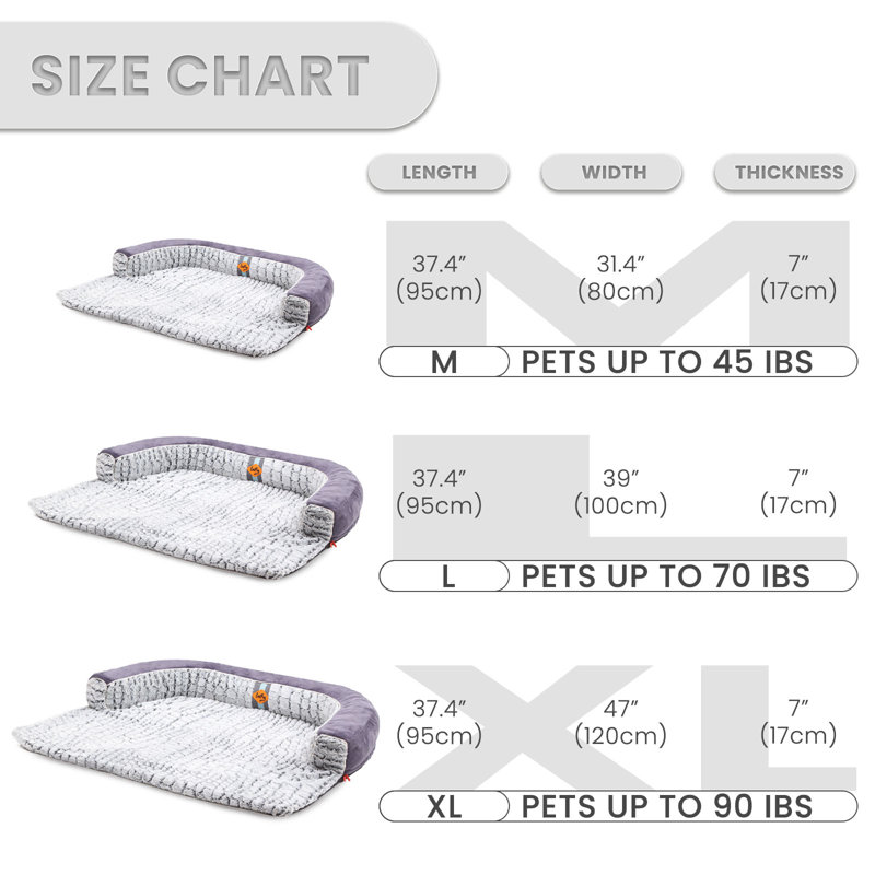 Lit orthopédique pour animaux en polyester, H 8 po x l 37,4 po x P 39 po