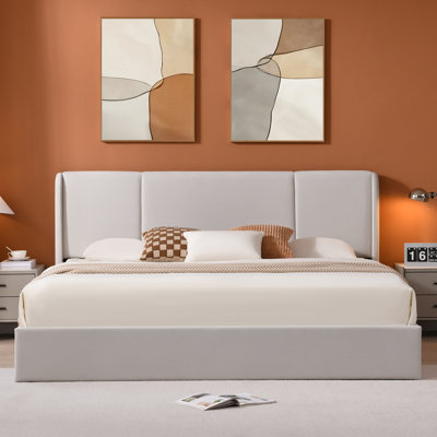 Juanetta Hydraulic Lift Up Storage Wingback Upholstered Platform Bed