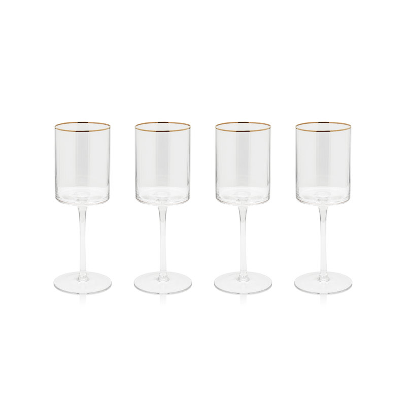 Verres à vin Ottica avec bord doré, ensemble de 4