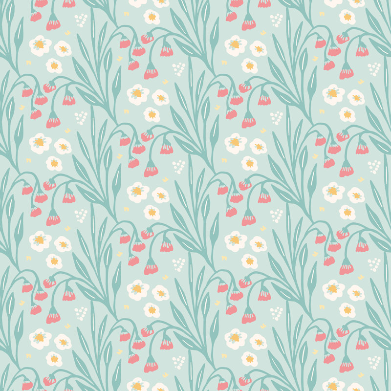 Meadow Stripe Spring Bloom Smooth Matt Wallpaper, Blue