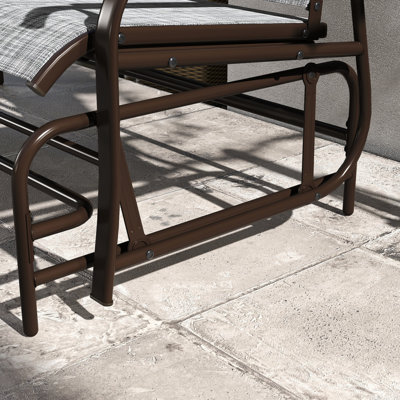 Patio Glider Bench With Frame And Breathable Seats - Gray Chair Rust- Mesh