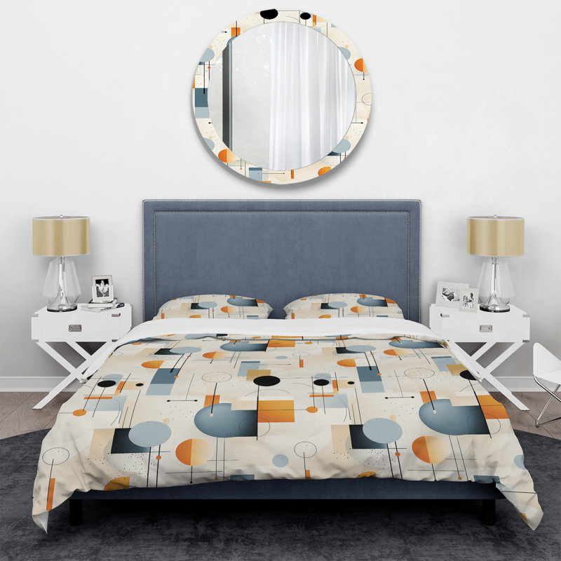 Ensemble de housse de couette multicolore en microfibre géométrique multicolore Gridlock I