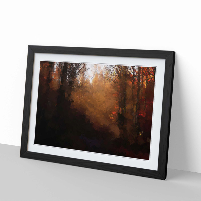 Sunrays in an Autumn Forest in Abstract - Framed Print, 27cm H x 36cm W x 2cm D, Black Framed