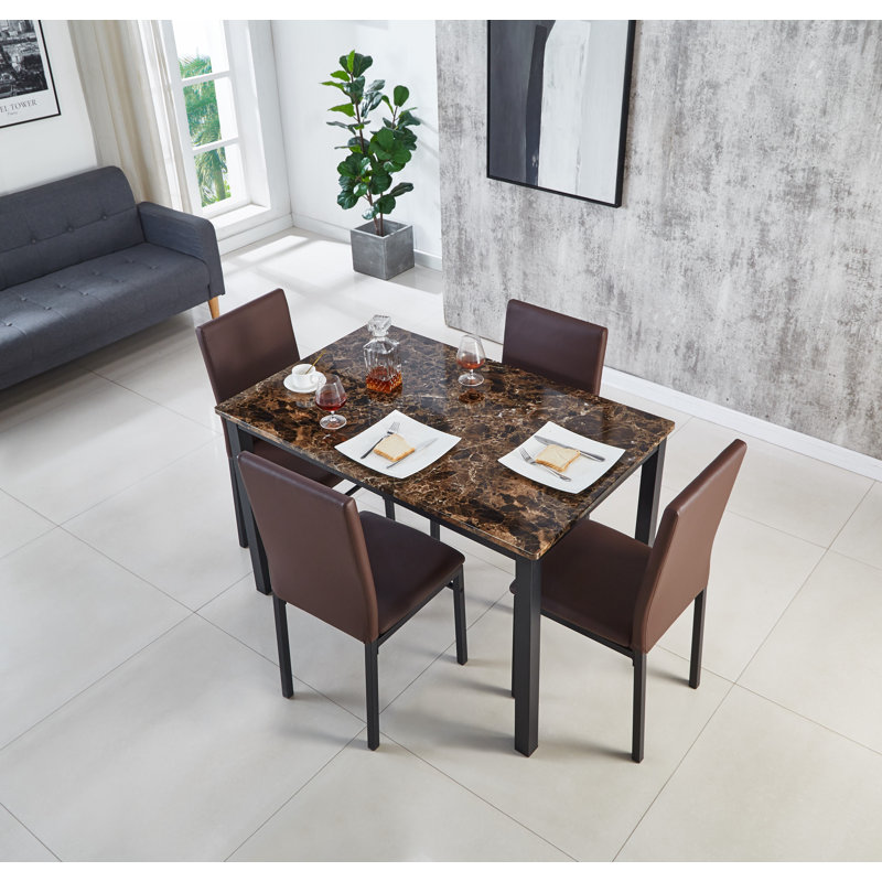 Calmer 4 - Person Dining Set, Brown