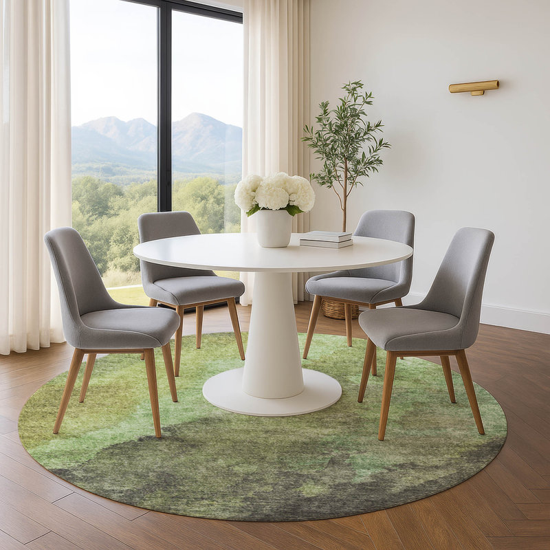 Premium Machine Washable Pirtle AMF1983 Abstract Rug, Round 8'
