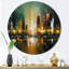Abstract City Skyline1 - Art mural rond sur métal City-88628017
