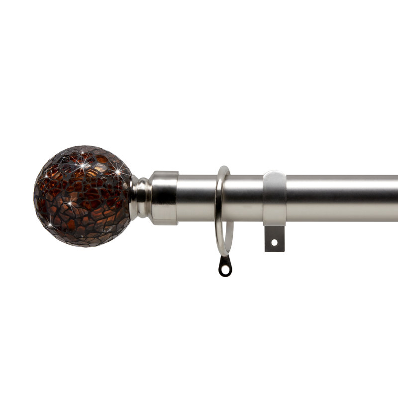 Mélanie Adjustable Curtain Pole Set, 6cm H x 210cm W x 6cm D, Cracked Glass Bronze/Red