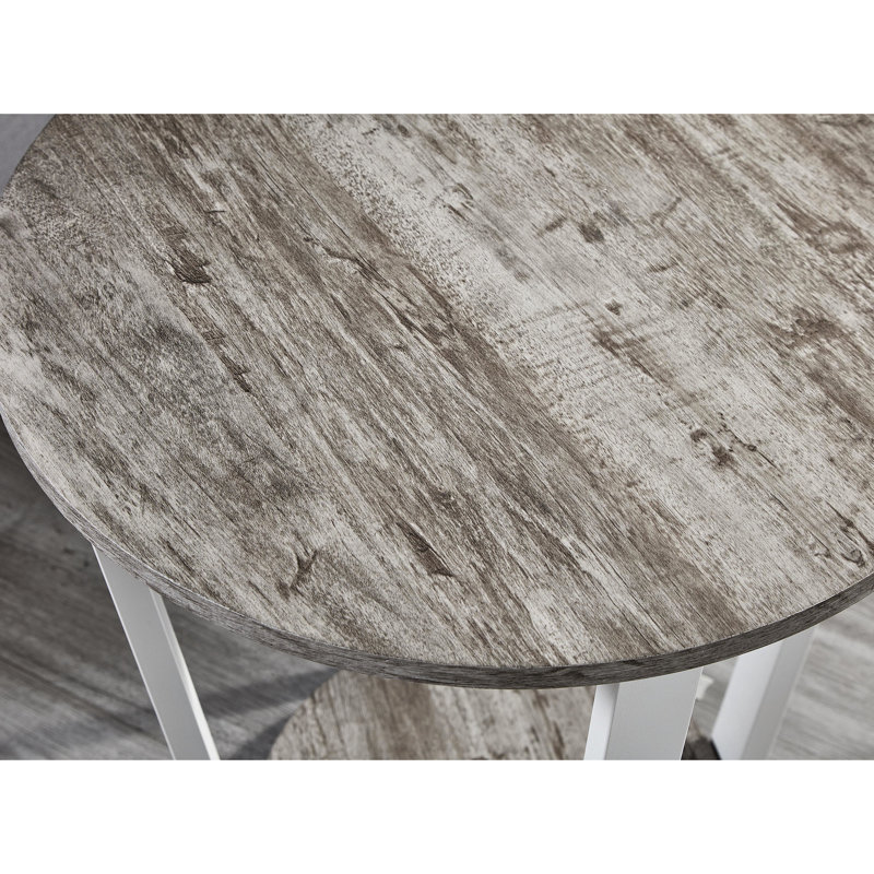 Gray Round End Table With Storage Shelf In Contemporary Style. Construction. 20dia. X 20.5h In. Beautify Your Home. Assembly Required Table. Stylish Design. . 20 20.5 Inches. Enhance Interior.