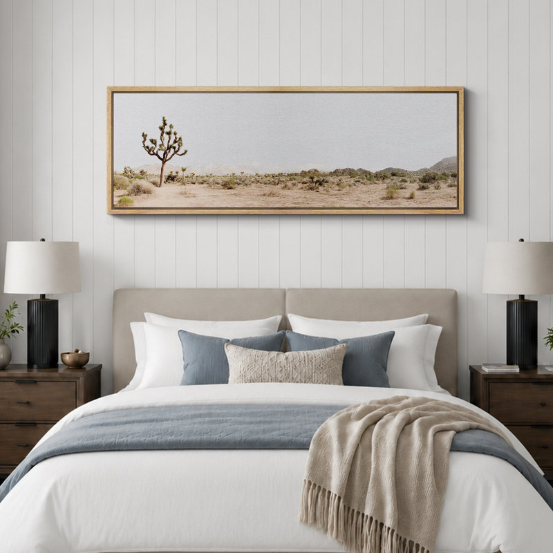 «Cactus Desert», Joshua Tree Retro, chambre à coucher, paysage, très grande impression sur toile encadrée, H 20 po x l 60 po