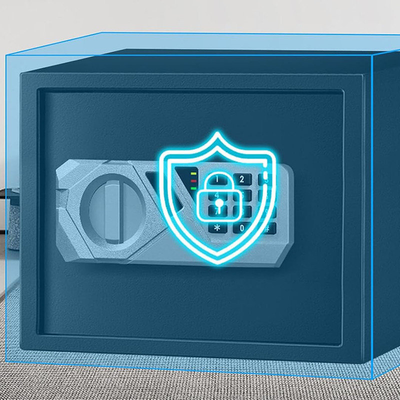 Steel Security Lock Box with Removable Shelf, Digital Electronic Keypad, Alarm System & Emergency USB-C Cable