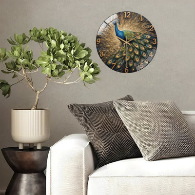Horloge murale moderne en verre Peacock