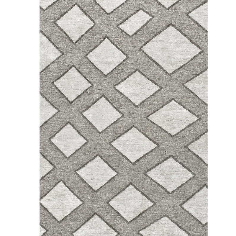 Linen Geometric Area Rug, Rectangle 4' x 6'