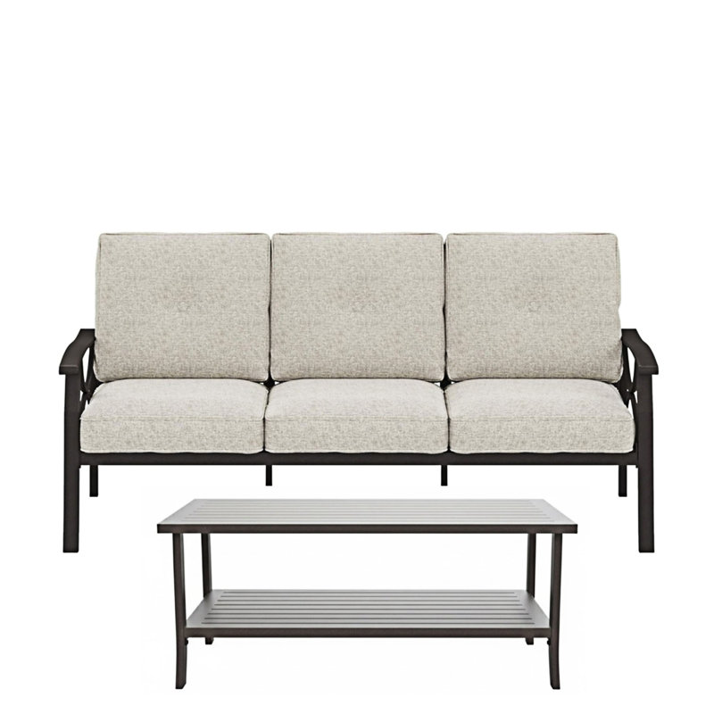 2 Piece Outdoor Patio Set, Beige, Light Khaki