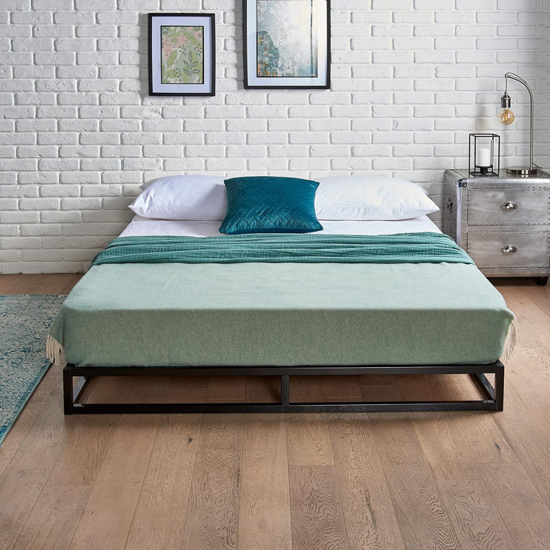 Metal Platform Bed with Mattress, Small Double (120 x 190cm)