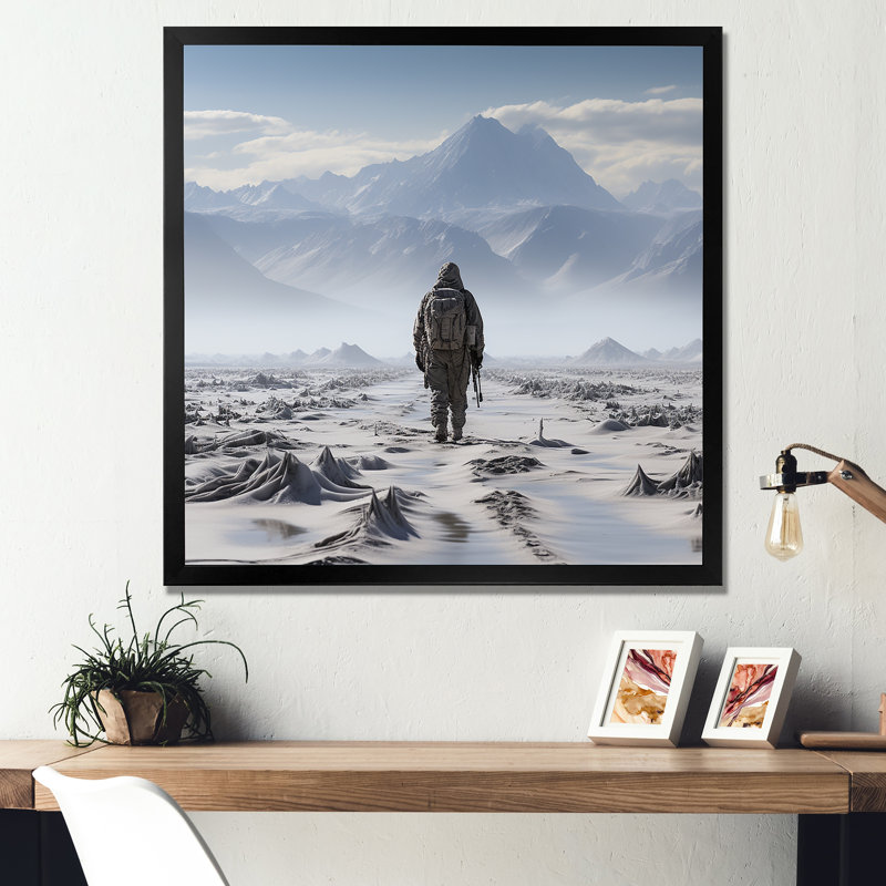 «Military War Landscape Silent témoin» sur toile, Cadre simple noir, H 24 po x l 24 po x P 1 po