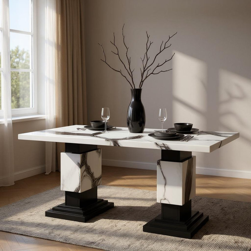 Table de salle à manger 82 "noir et blanc