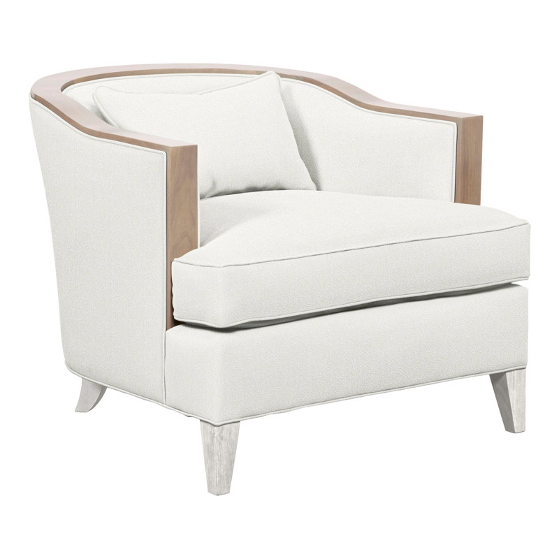 Thom Filicia Home 32.5" Wide Barrel Chair, Casa Blanca, Kempsey Sheepskin Polyester Blend