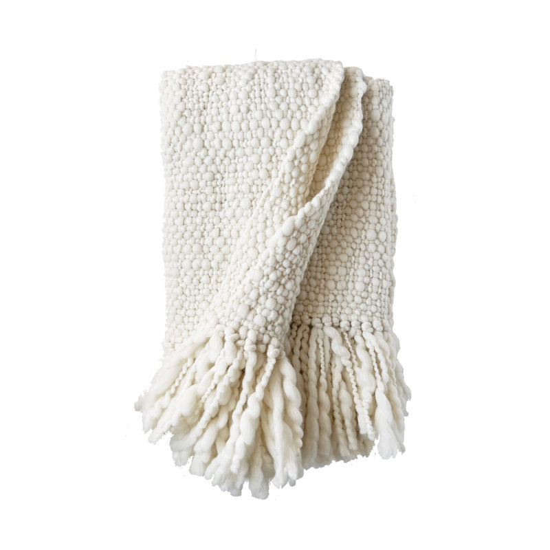 Palermo Hand Woven Throw Blanket, Bone