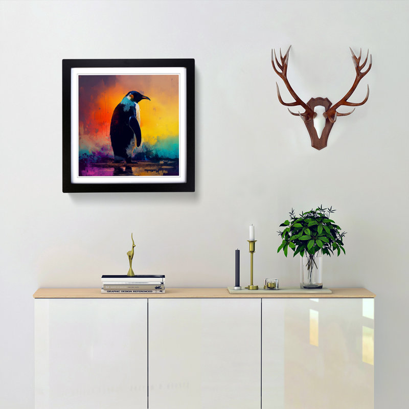 Penguin Impressionism - Framed Print, Black