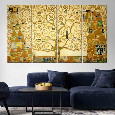 Gustav Klimt 'Tree of Life' Printed Canvas Wall Art,4P Wrapped Canvas