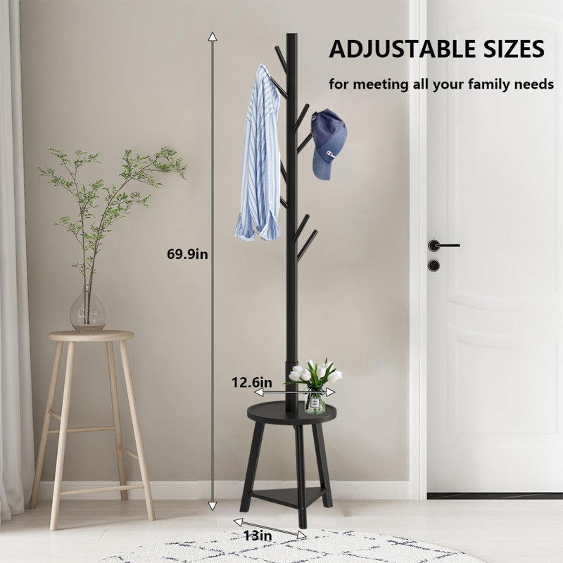 Freestanding Coat Rack For Entryway And Corner, Black