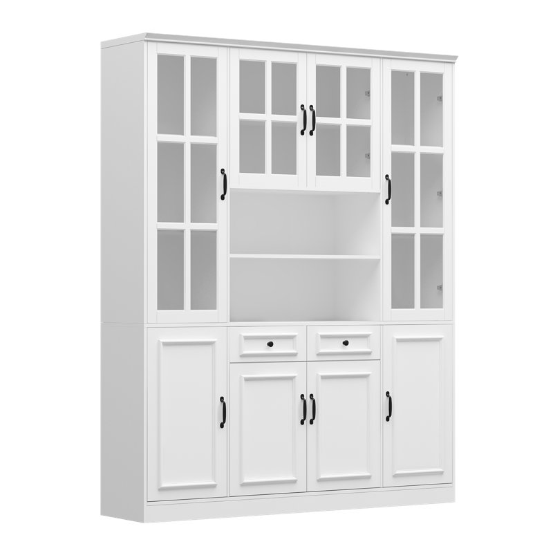White Display Cabinet With Tempered Glass Door