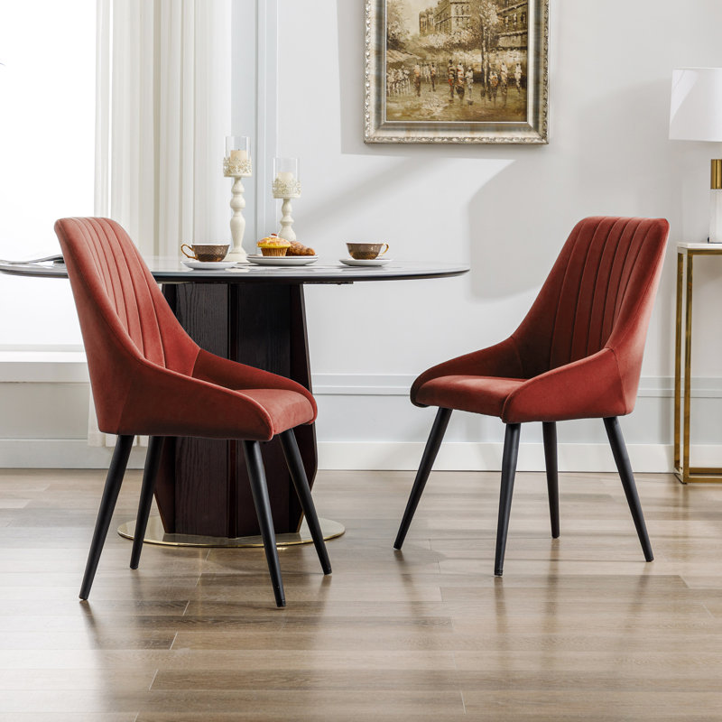 Chipman Velvet Upholstered Dining Chair, Red