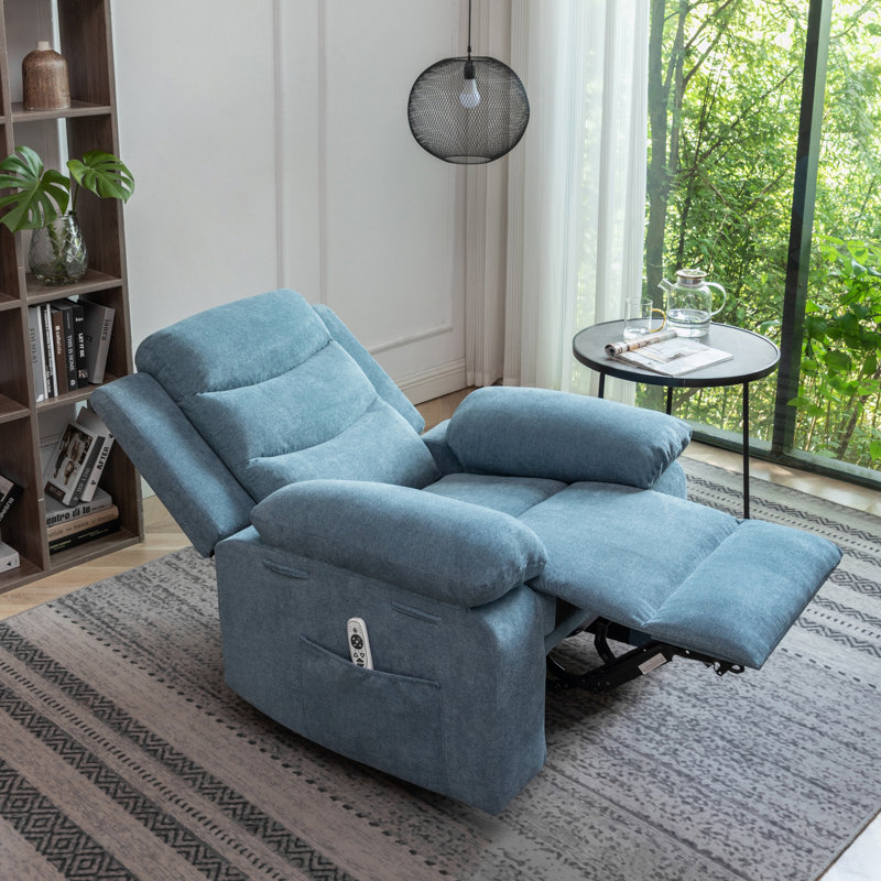 Fauteuil inclinable Jaelan, Velours bleu