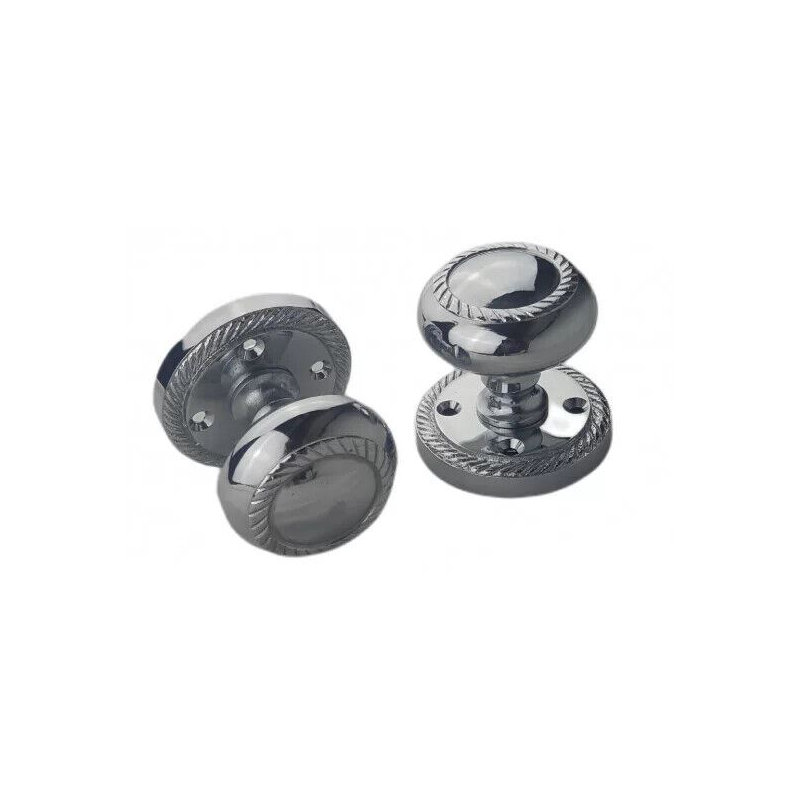  5 Pairs Georgian Design Mortice Sprung Door Knobs in Satin Brushed Chrome