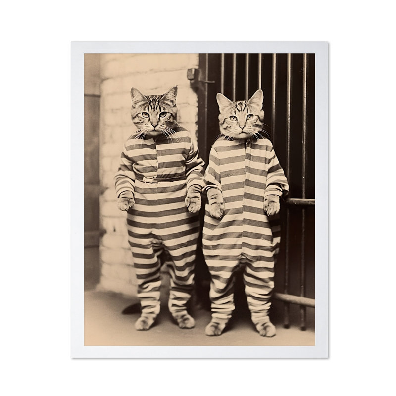 Cats In Prison, Poster, White Framed, 16"H x 20"W
