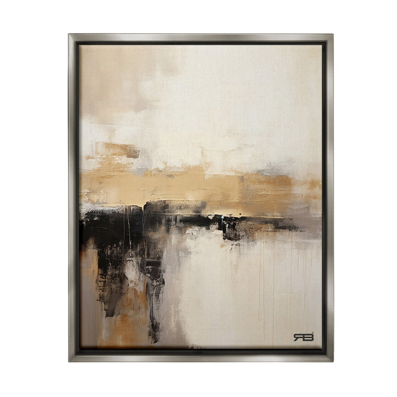 "Neutral Contemporary Horizon" par RB sur toile, Cadre flottant gris lustré, H 21 po x l 17 po