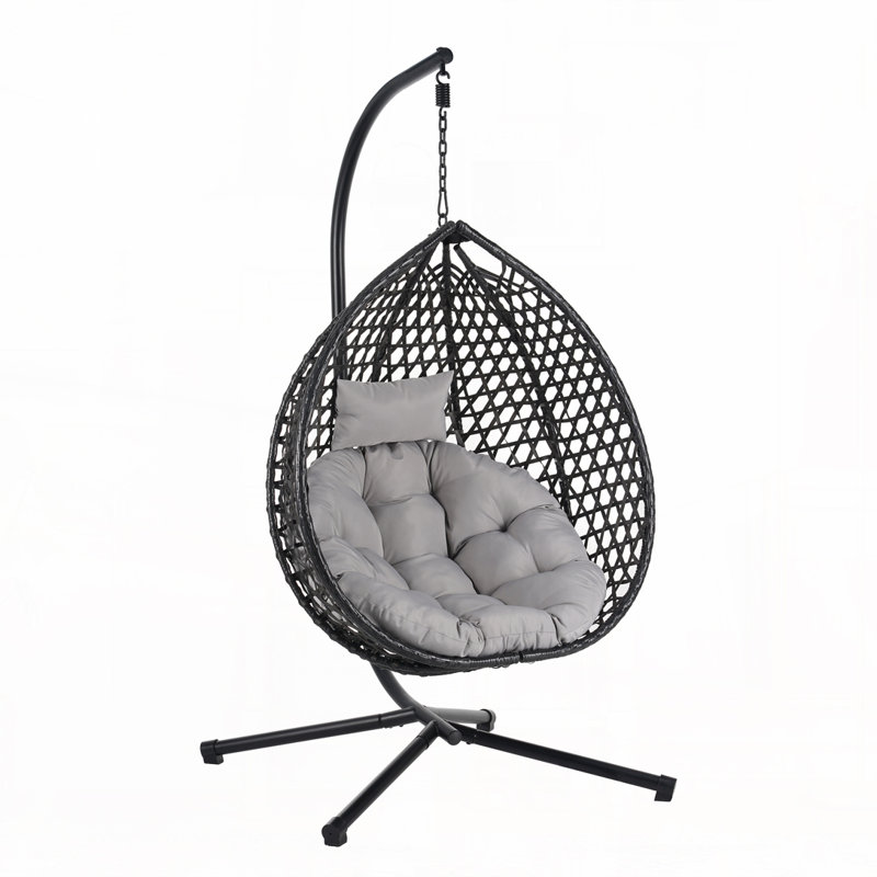Fauteuil à œufs suspendu pour l'intérieur et l'extérieur, Noir, Gris