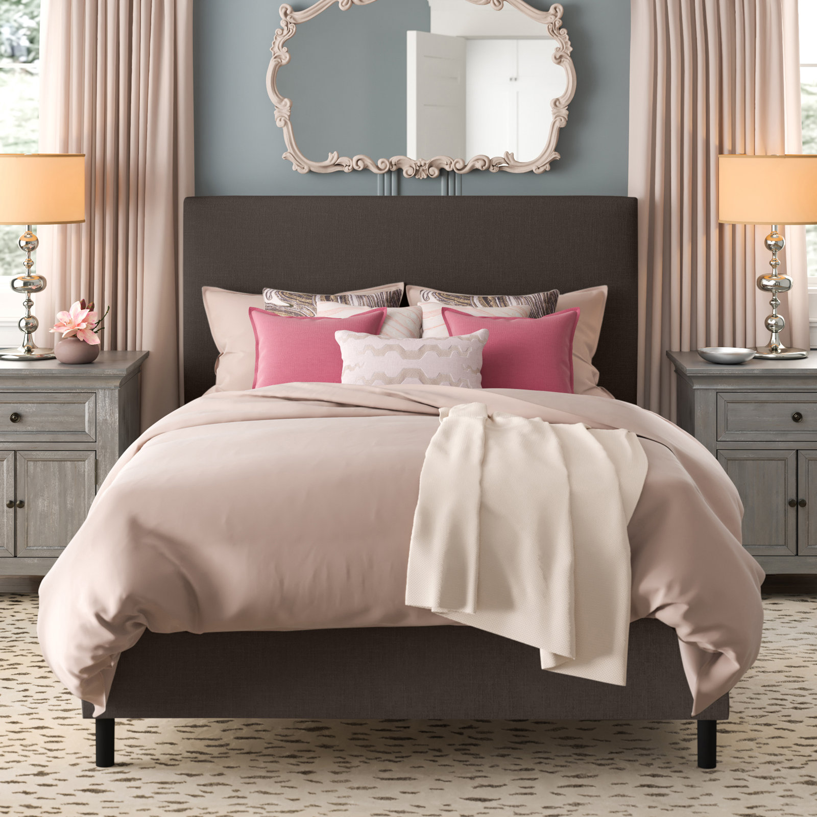 Eisley Upholstered Bed, Queen, Zuma White Textured Linen