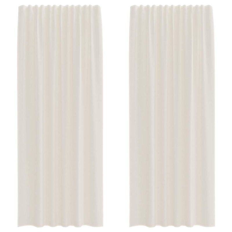 Voile Curtains With Rod Pockets 2 Pcs, 140cm Width x 245cm Drop, Cream