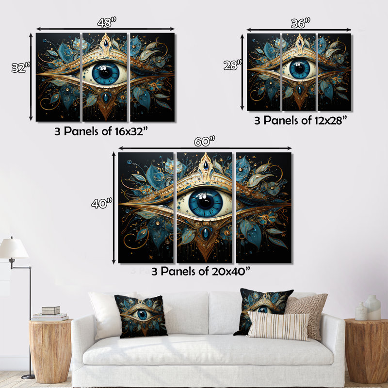 Judaism Hamsa Blessings Eye I - Judaism Wall Art, H 12 po x l 20 po x P 1 po, Encadrement argenté